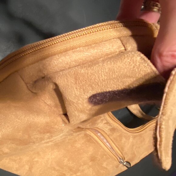 TRAVELON Anti-Theft Travel Purse Tan Faux Suede Hobo Handbag Zip Pockets - Picture 8 of 16